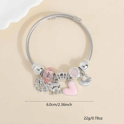 Lady Modern Style Sweet Swan Starfish Heart Shape 304 Stainless Steel Zircon Bangle In Bulk