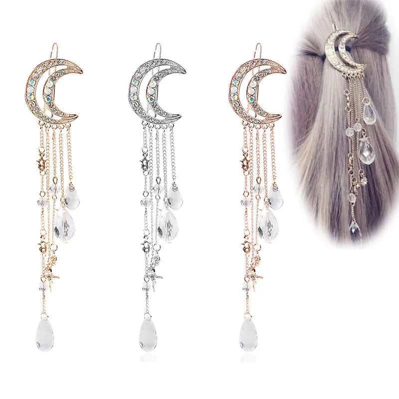 Lady Moon Alloy Plating Inlay Artificial Gemstones Hair Clip