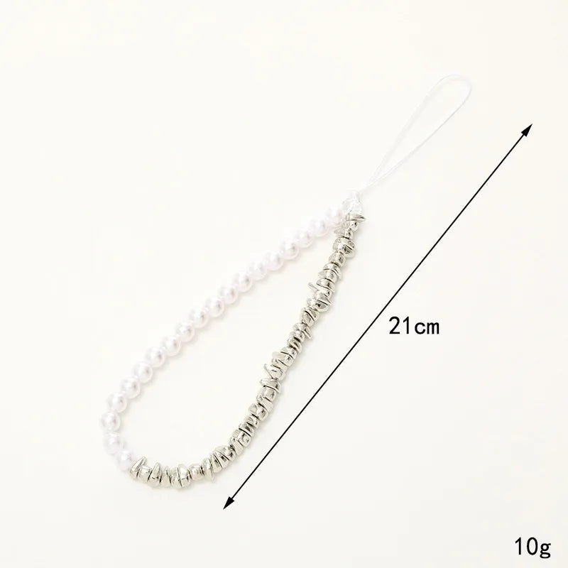 Lady Pearl Arylic Beaded Plating Chain Mobile Phone Chain