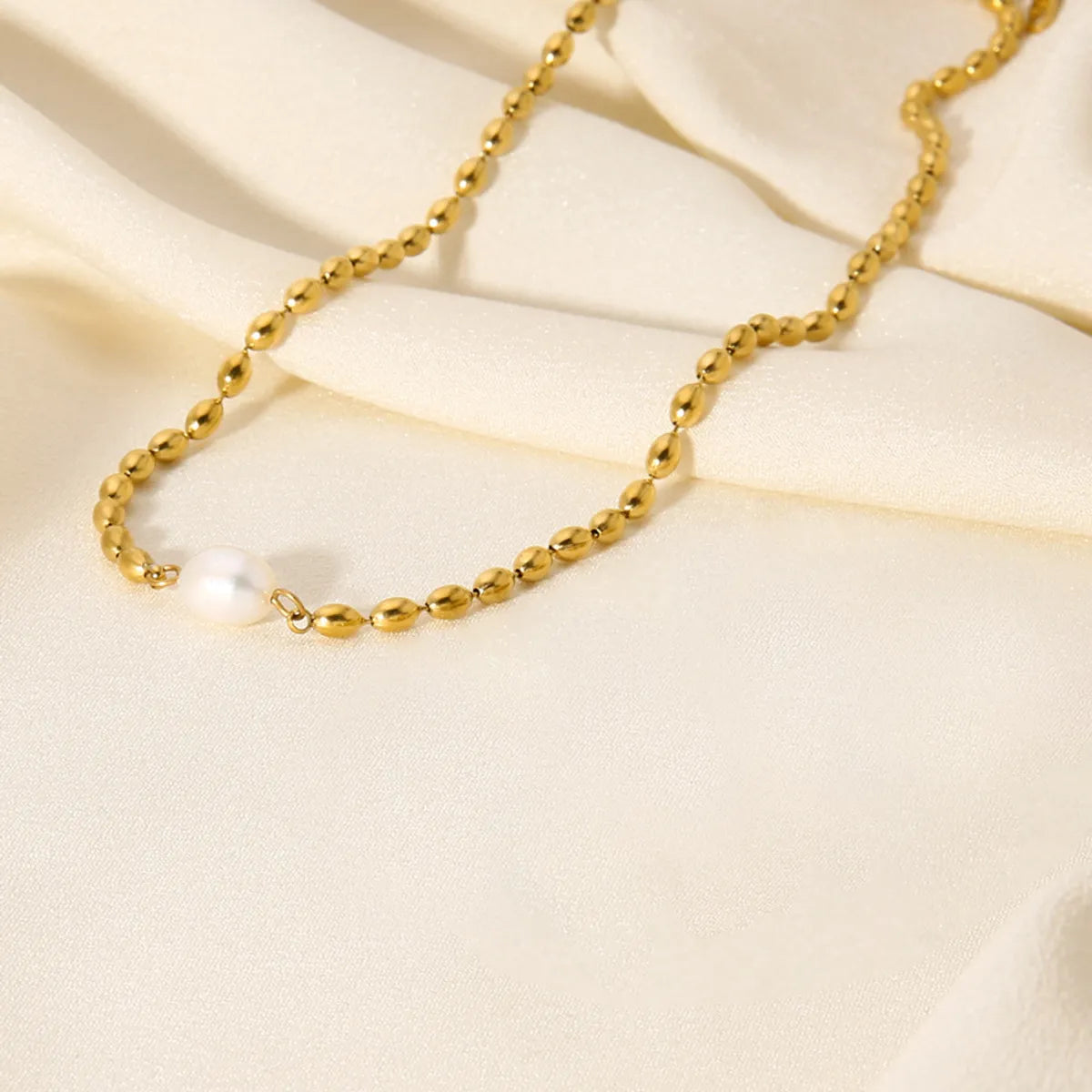 Lady Pearl Stainless Steel Plating 18k Gold Plated Necklace