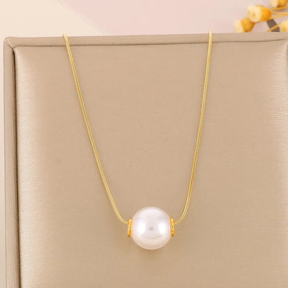 Lady Pearl Stainless Steel Plating 18k Gold Plated Pendant Necklace