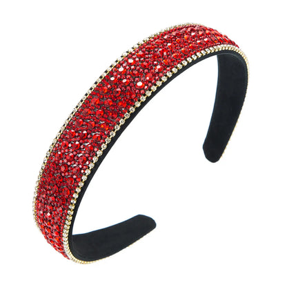 Lady Plaid Cloth Diamond Rhinestones Hair Band 1 Piece