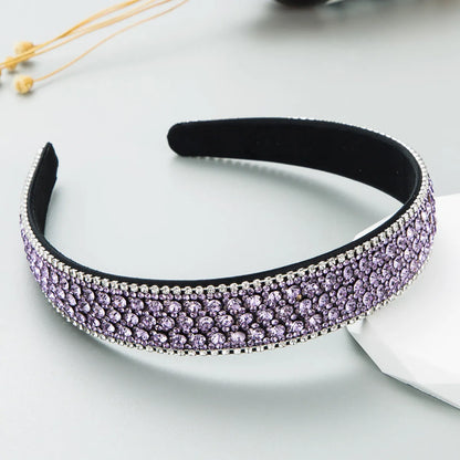 Lady Plaid Cloth Diamond Rhinestones Hair Band 1 Piece