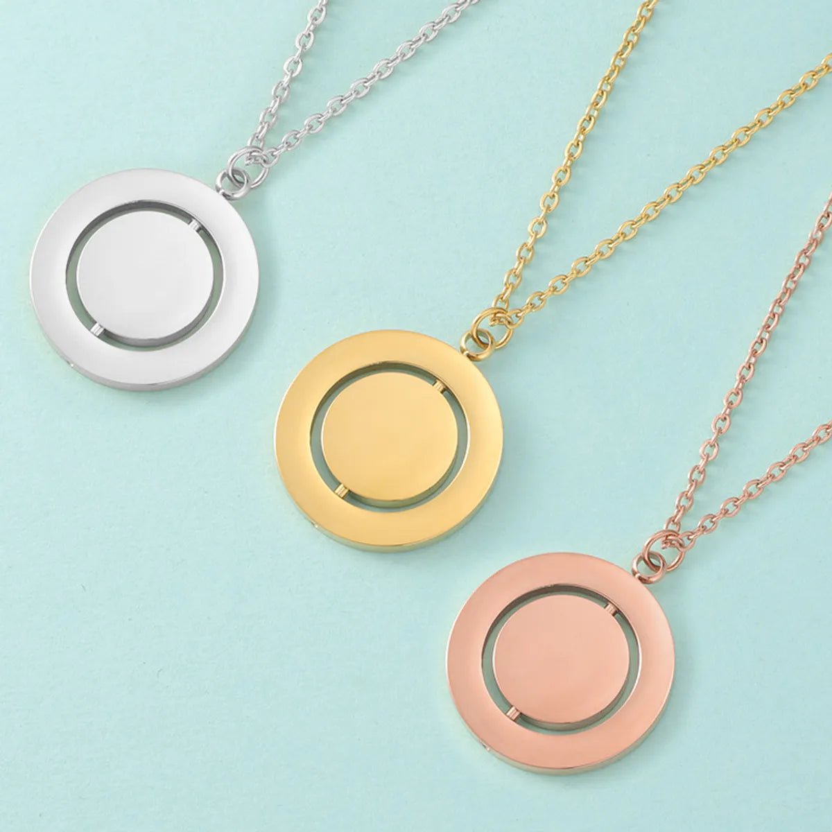 Lady Round Stainless Steel Pendant Necklace In Bulk