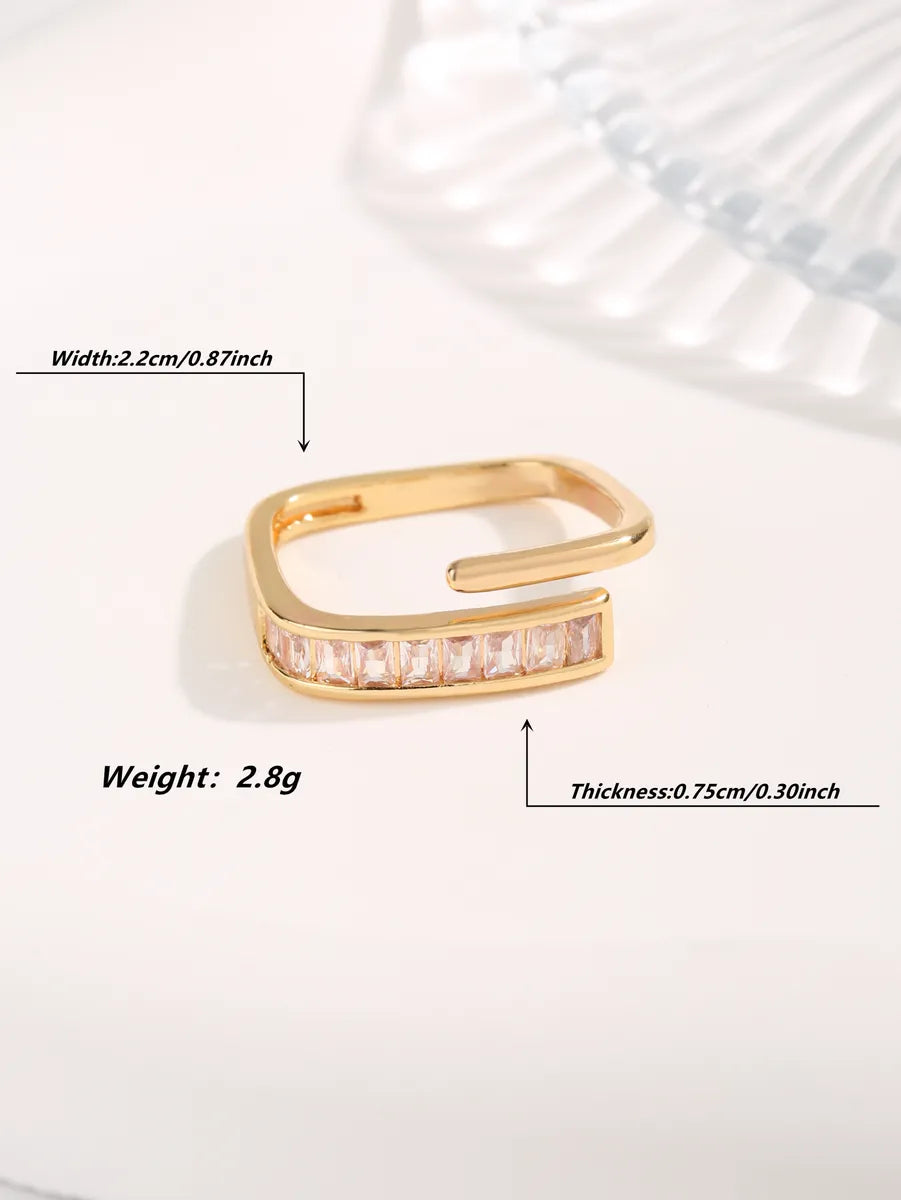 Lady Round Titanium Steel Plating Inlay Zircon Gold Plated Open Rings