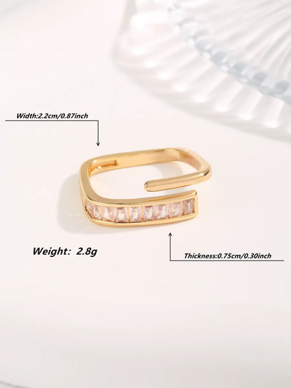 Lady Round Titanium Steel Plating Inlay Zircon Gold Plated Open Rings