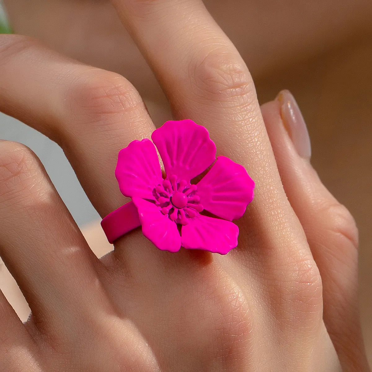 Lady Simple Style Flower Alloy Plating Women'S Unisex Rings