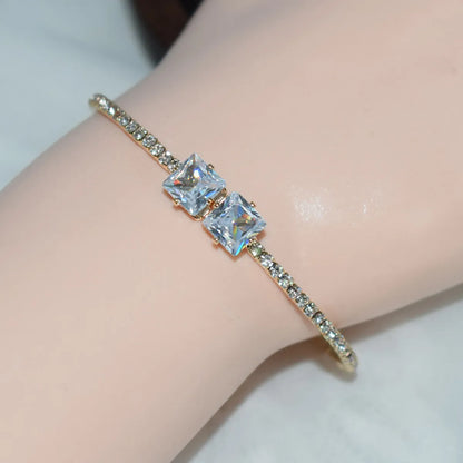 Lady Simple Style Korean Style Geometric Ferroalloy Plating Inlay Rhinestones Zircon Women's Bangle