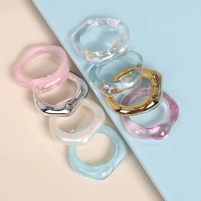 Lady Simple Style Solid Color Arylic Resin Wholesale Rings