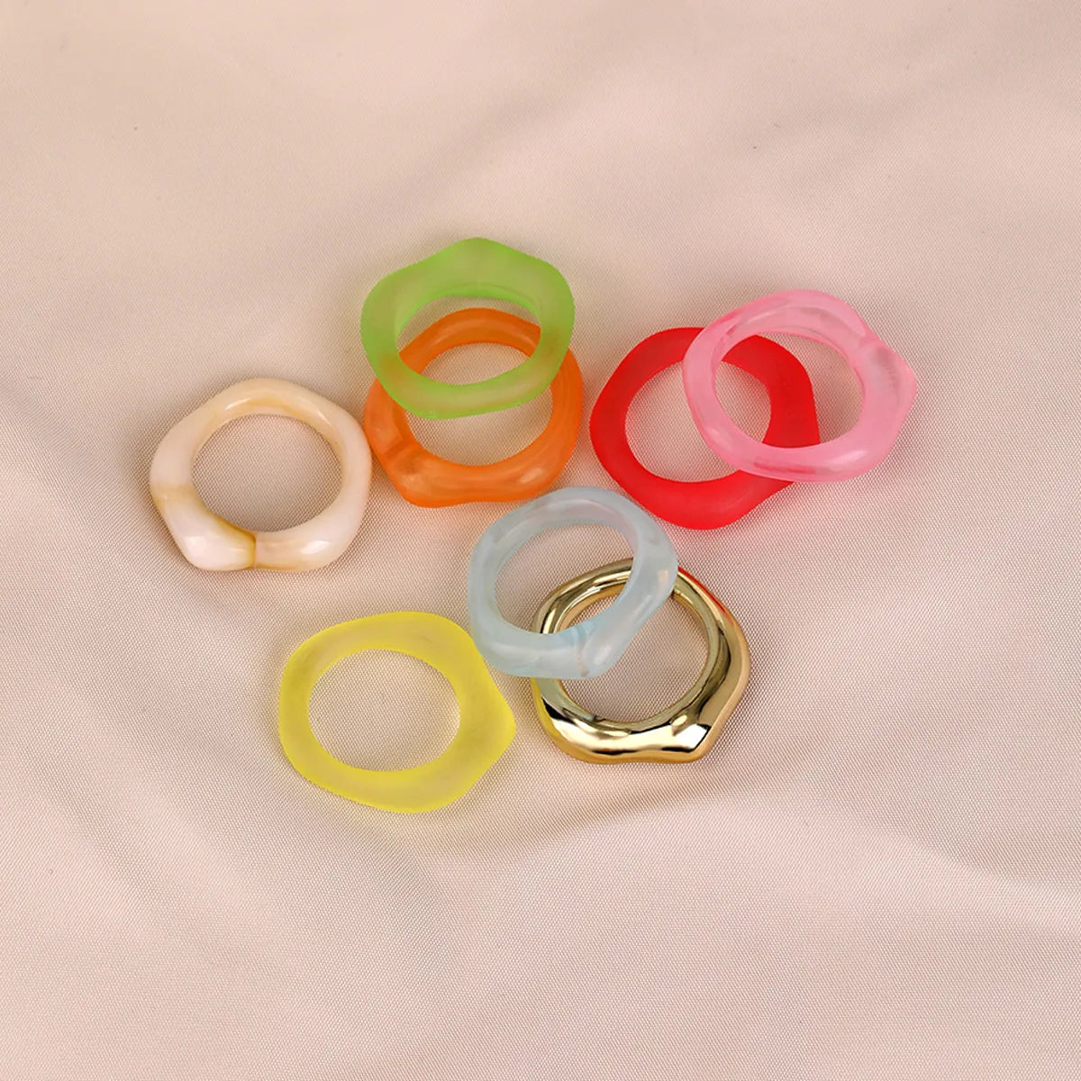 Lady Simple Style Solid Color Arylic Resin Wholesale Rings