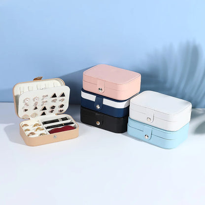 Lady Simple Style Solid Color Pu Leather Jewelry Boxes