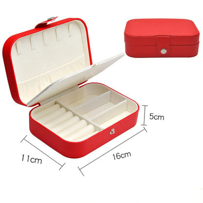 Lady Simple Style Solid Color Pu Leather Jewelry Boxes