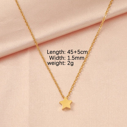 Stainless Steel 18K Gold Plated Lady Simple Style Star Moon Heart Shape None Pendant Necklace