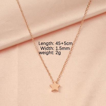 Stainless Steel 18K Gold Plated Lady Simple Style Star Moon Heart Shape None Pendant Necklace