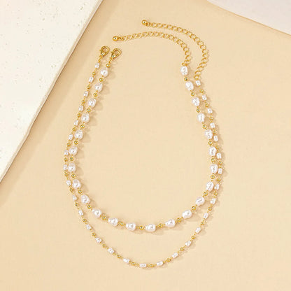 Lady Solid Color Artificial Pearl Beaded Women'S Choker