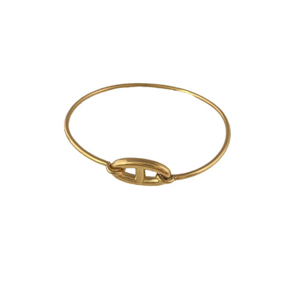 Lady Solid Color Classic Style Pig Nose 304 Stainless Steel 18K Gold Plated Bangle In Bulk