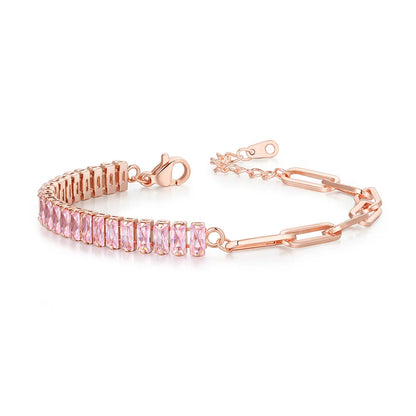 Lady Solid Color Copper Plating Inlay Zircon Gold Plated Bracelets