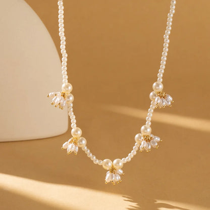 Lady Solid Color Imitation Pearl Beaded Plating Women's Necklace