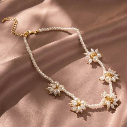 Lady Solid Color Imitation Pearl Beaded Plating Women's Necklace