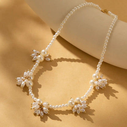 Lady Solid Color Imitation Pearl Beaded Plating Women's Necklace