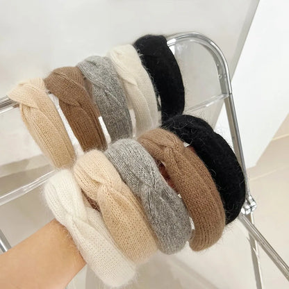 Lady Solid Color Knit Handmade Hair Band