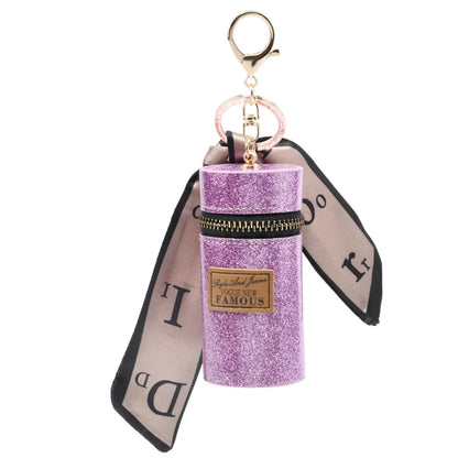 Lady Solid Color Pvc Pu Leather Alloy Women'S Bag Pendant Keychain