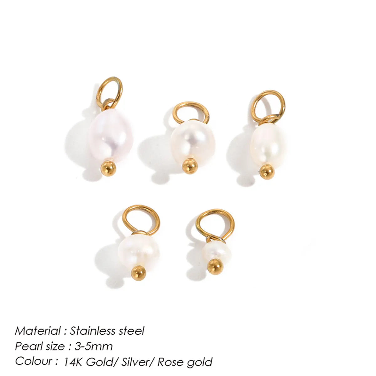 1 Set Stainless Steel Freshwater Pearl Freshwater Pearl 14K Gold Plated Rose Gold Plated Solid Color Polished Pendant