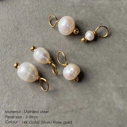 1 Set Stainless Steel Freshwater Pearl Freshwater Pearl 14K Gold Plated Rose Gold Plated Solid Color Polished Pendant