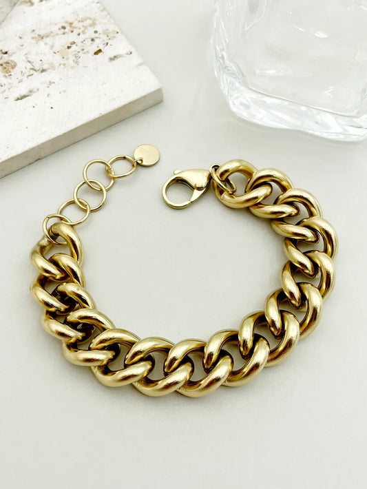 Lady Solid Color Stainless Steel Patchwork Plating Gold Plated Bracelets