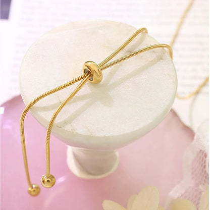 Lady Solid Color Stainless Steel Plating 14k Gold Plated Long Necklace