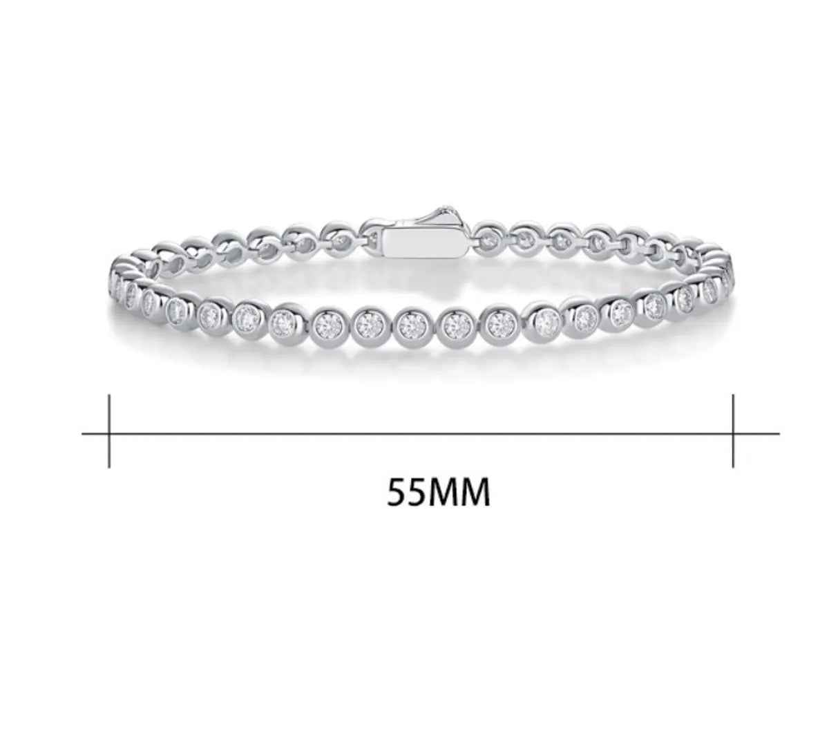 Lady Solid Color Sterling Silver Inlay Moissanite Tennis Bracelet