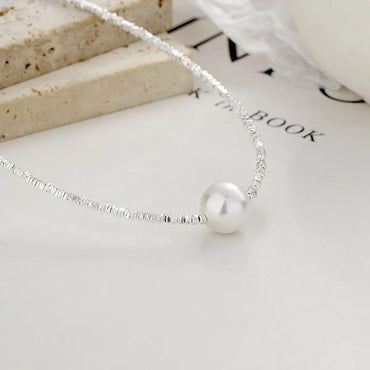 Lady Solid Color Sterling Silver Shell Plating Necklace