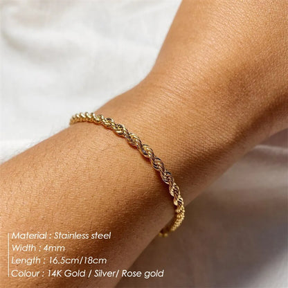 Lady Spiral Stripe Stainless Steel Plating Chain Bracelets