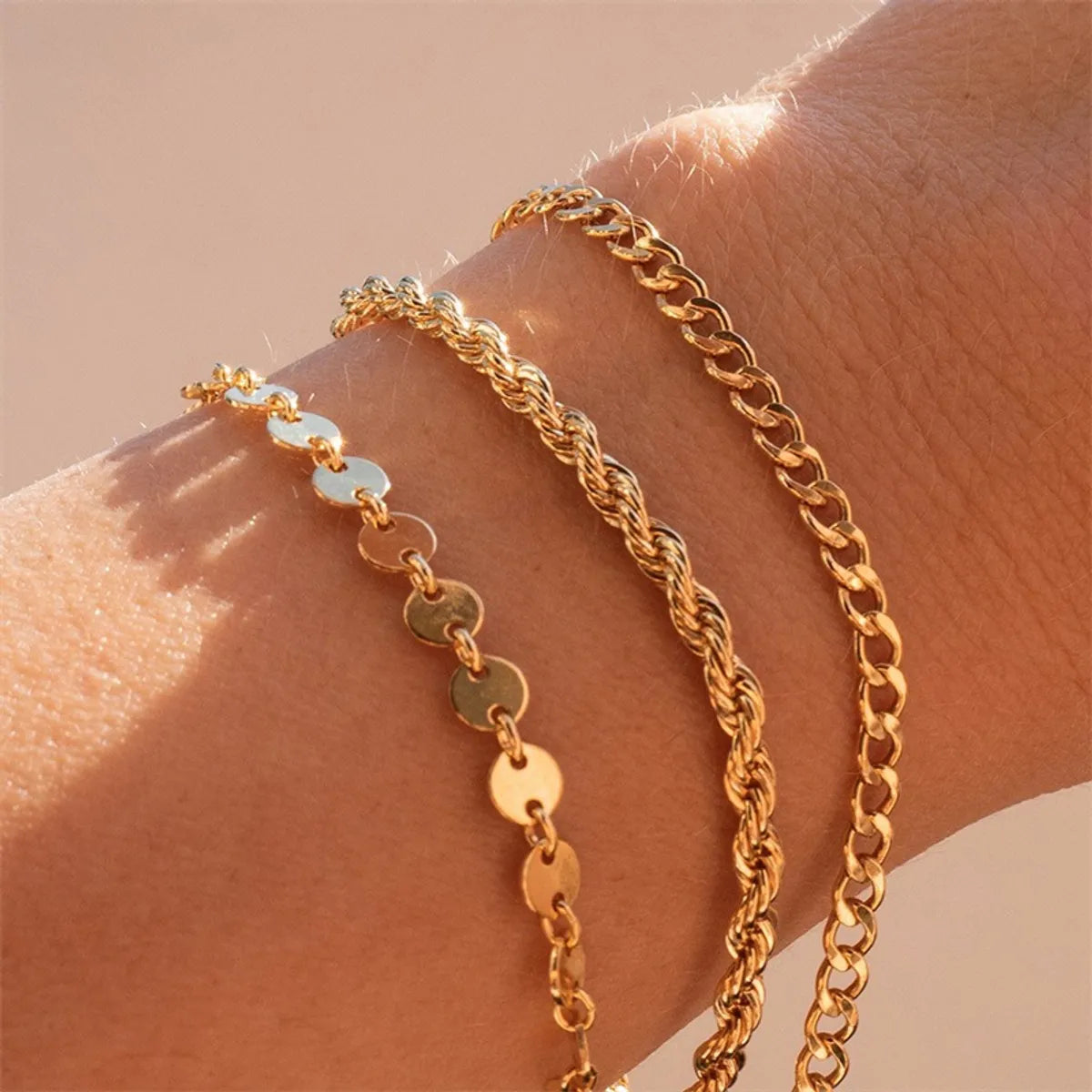 Lady Spiral Stripe Stainless Steel Plating Chain Bracelets