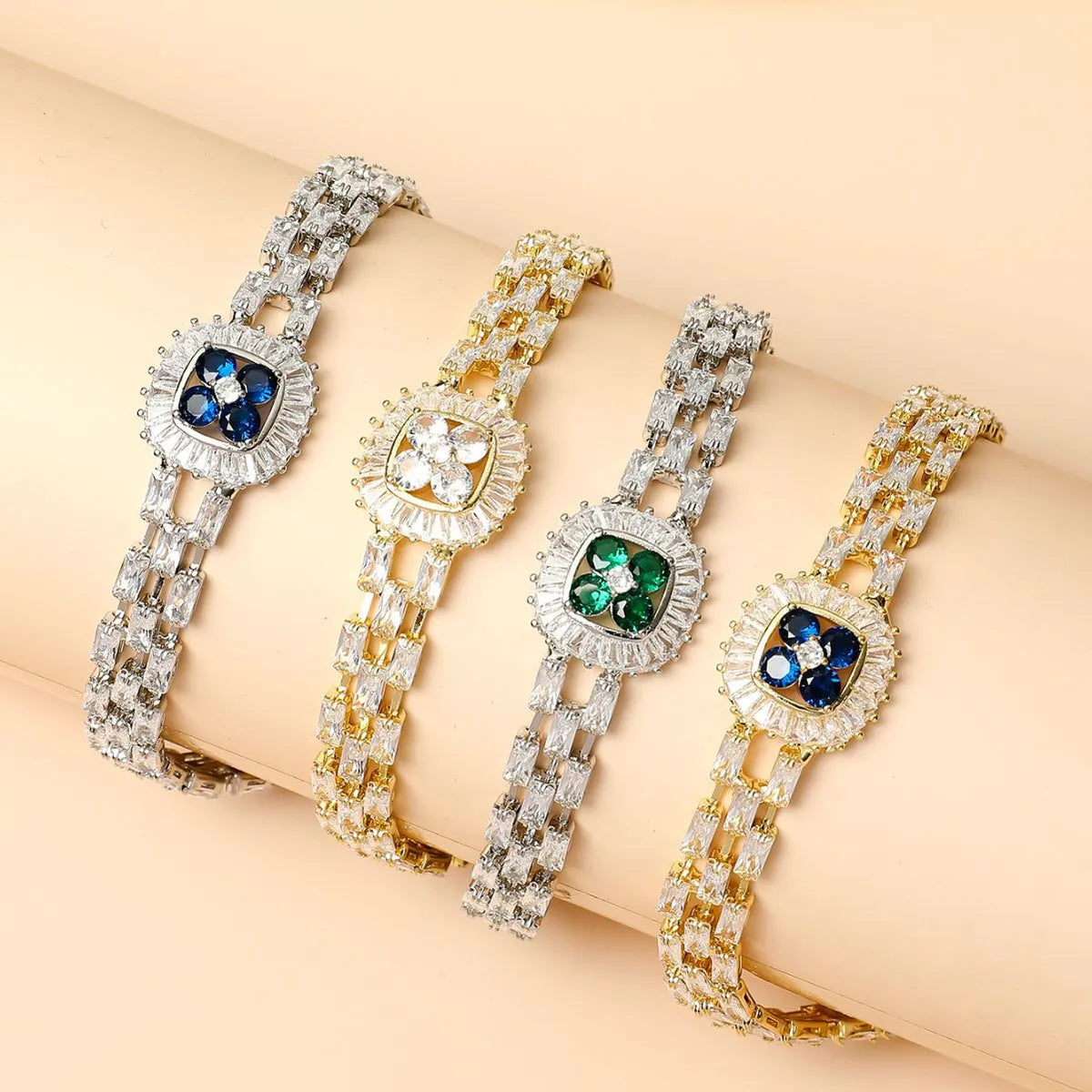 Lady Square Copper Plating Zircon Bracelets