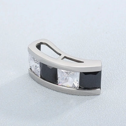 1 Piece Stainless Steel Zircon 18K Gold Plated Square