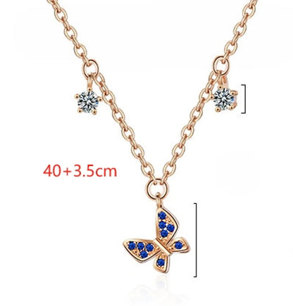 Lady Star Butterfly Copper Plating Inlay Zircon 24k Gold Plated Pendant Necklace