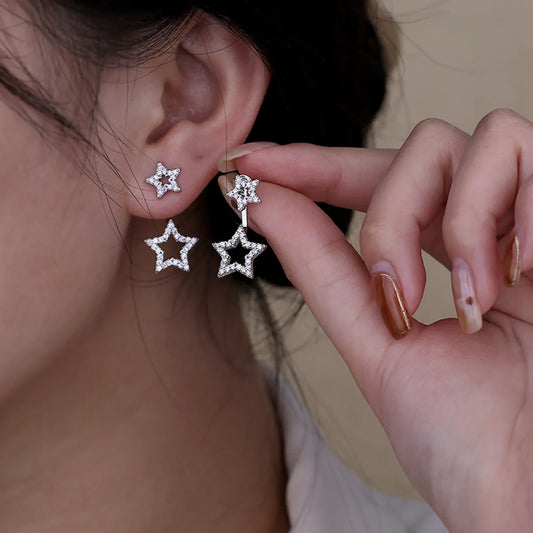 Lady Star Copper Plating Inlay Zircon Ear Studs 1 Pair