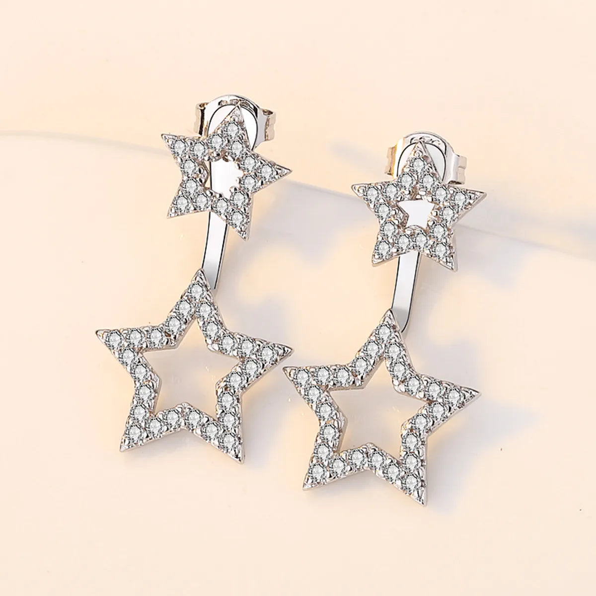 Lady Star Copper Plating Inlay Zircon Ear Studs 1 Pair