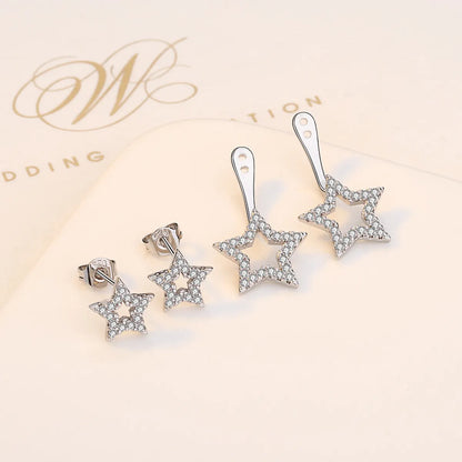 Lady Star Copper Plating Inlay Zircon Ear Studs 1 Pair