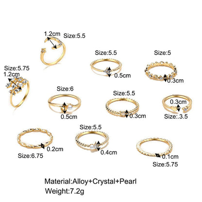 Lady Star Moon Leaves Alloy Plating Inlay Zircon Gold Plated Women's Rings