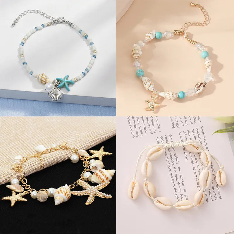 Lady Starfish Shell Seed Bead Shell Wholesale Bracelets