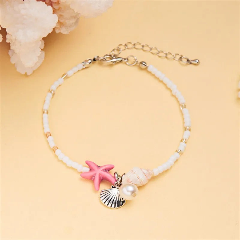 Lady Starfish Shell Seed Bead Shell Wholesale Bracelets