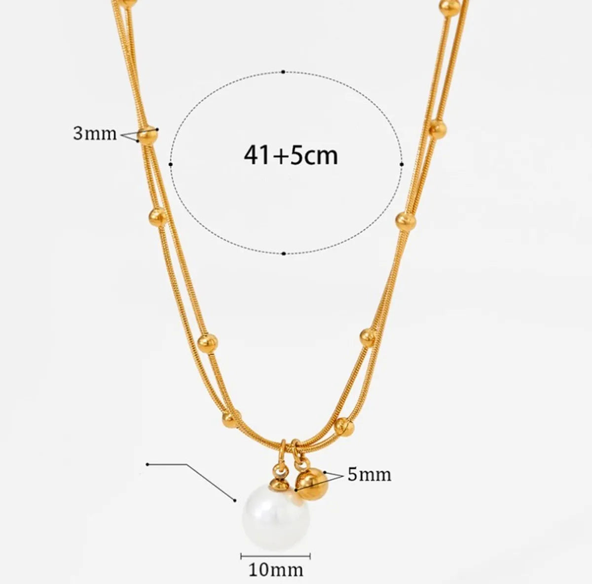 Lady Streetwear Geometric Stainless Steel Imitation Pearl Plating Layered Necklaces