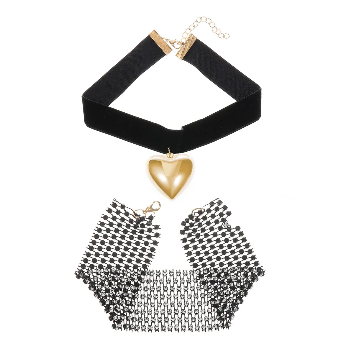 Lady Streetwear Heart Shape Mixed Materials Women's Choker