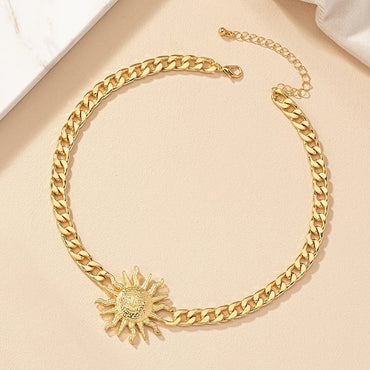 Lady Streetwear Sun Alloy Plating 14k Gold Plated Women'S Necklace