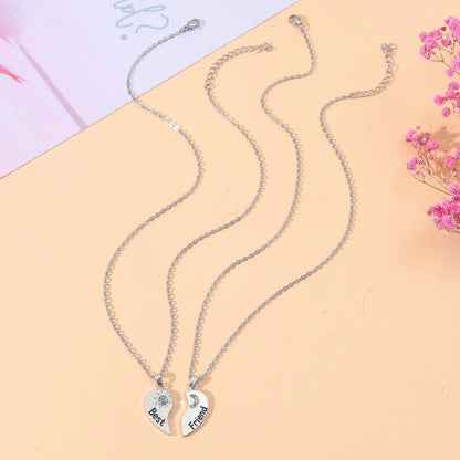 Lady Sun Moon Heart Shape Alloy Zinc Alloy Plating Inlay Rhinestones Rhodium Plated Women's Pendant Necklace