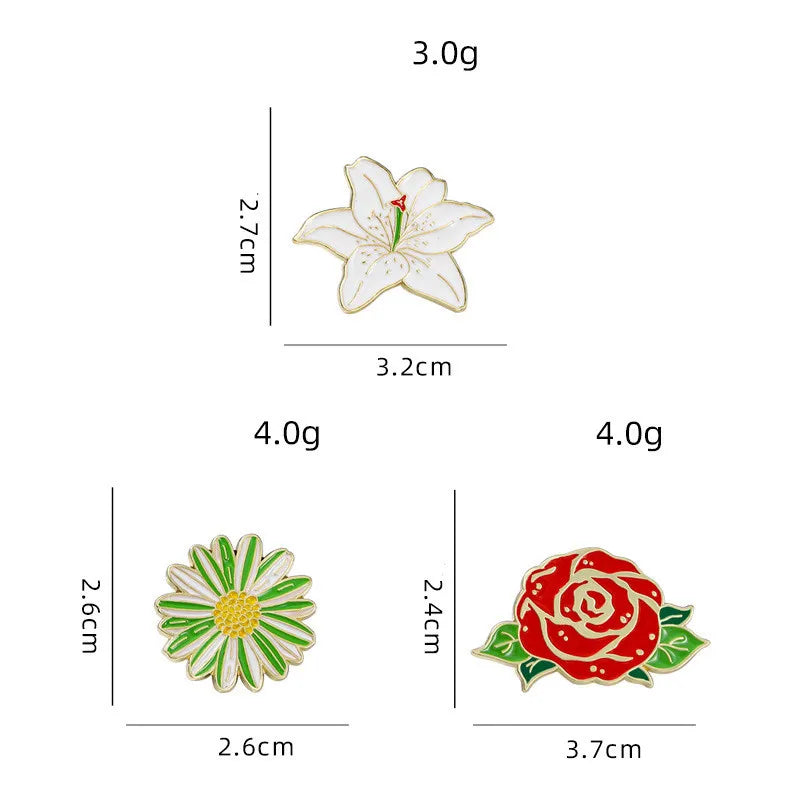 Lady Sweet Streetwear Rose Flower Daisy Alloy Stamping Stoving Varnish Plating Women'S Corsage Brooches Collar Pin