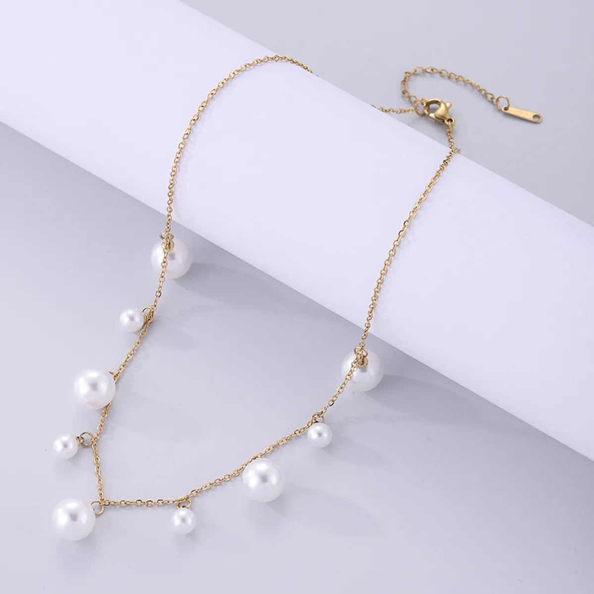 Lady Tassel Stainless Steel Artificial Pearl Plating 18k Gold Plated Pendant Necklace