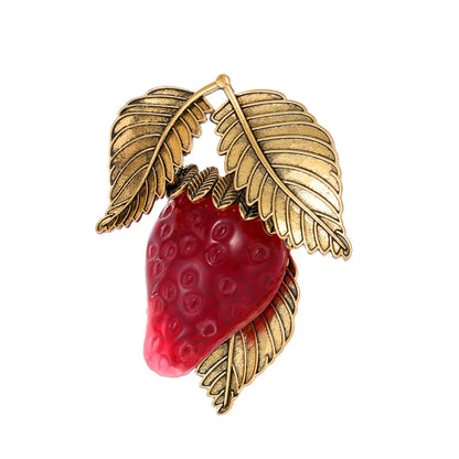 Lady Tree Fruit Heart Shape Alloy Inlay Rhinestones Women'S Brooches